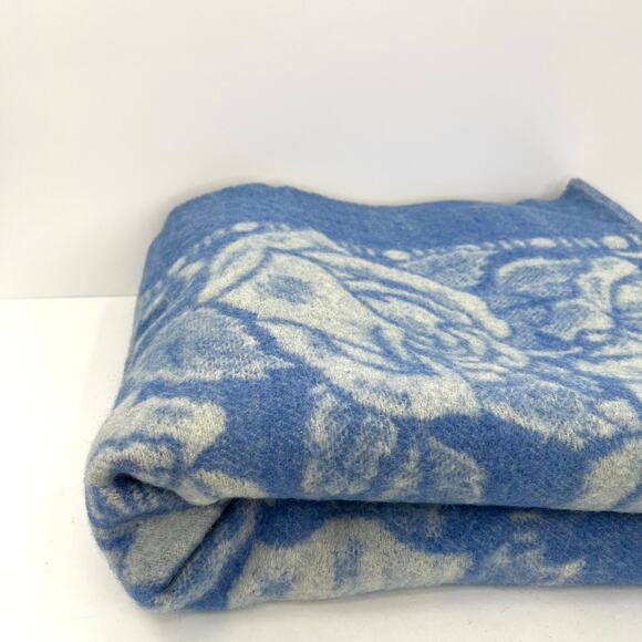 Vintage JC Penny Golden Dawn Rose Floral Brick Tan Reversible Wool Blanket - Picture 2 of 11